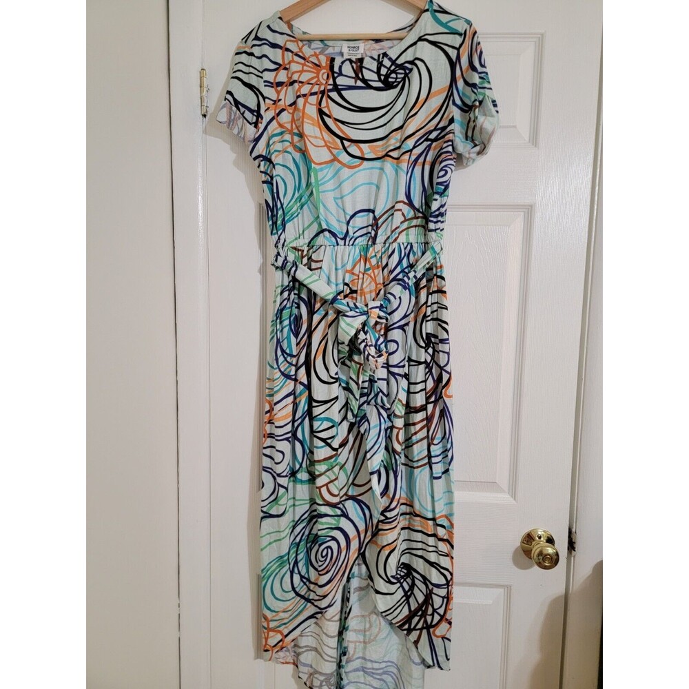Monroe & Main Abstract Print Jersey Knit Short Sleeve Maxi Dress Size M